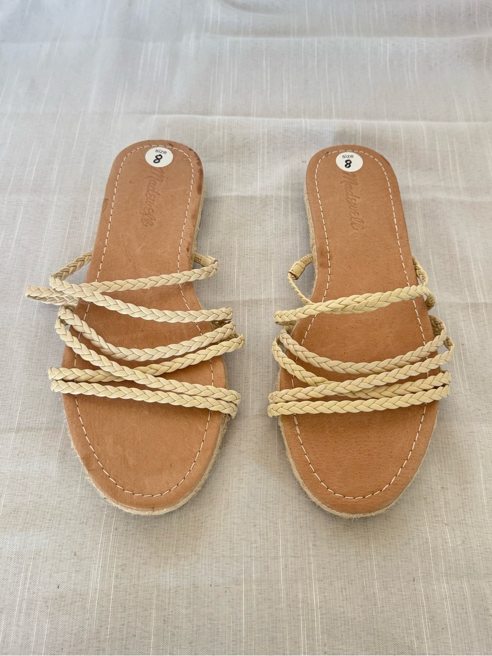 NWOT MADEWELL Women Cream The Kathryn Espadrille Slide Sandal Size 8